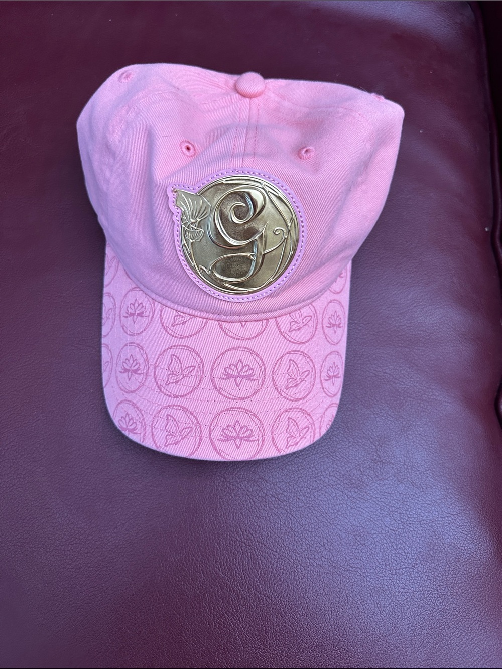 Pink Women's Baseball Cap with Decorative Gold Glenda Emblem